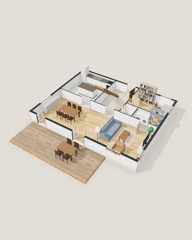 Maison familiale : maquette 3D meublée dans Livia
