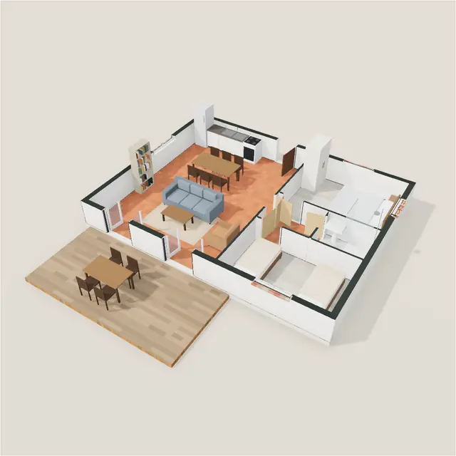 Maison de vacances : maquette 3D meublée dans Livia