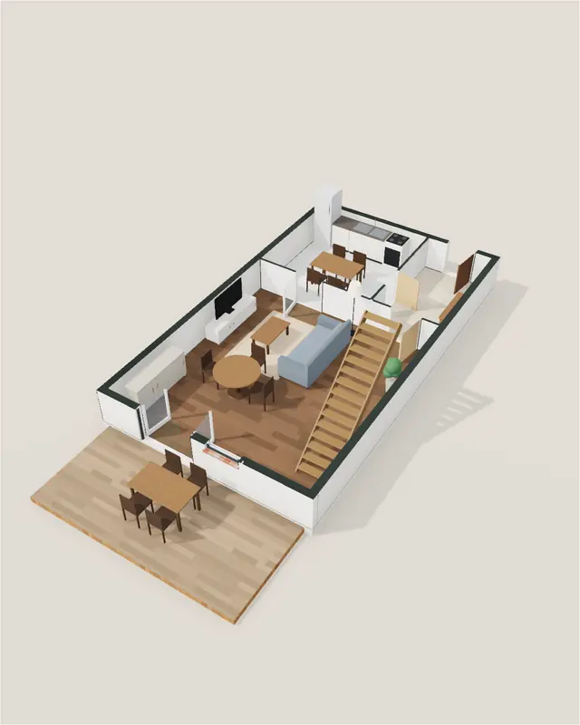 Maison de ville : maquette 3D meublée dans Livia